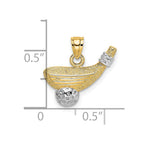 FJC Finejewelers 10 kt Yellow Gold Rhodium Golf Club and Ball Charm 16 x 7 mm