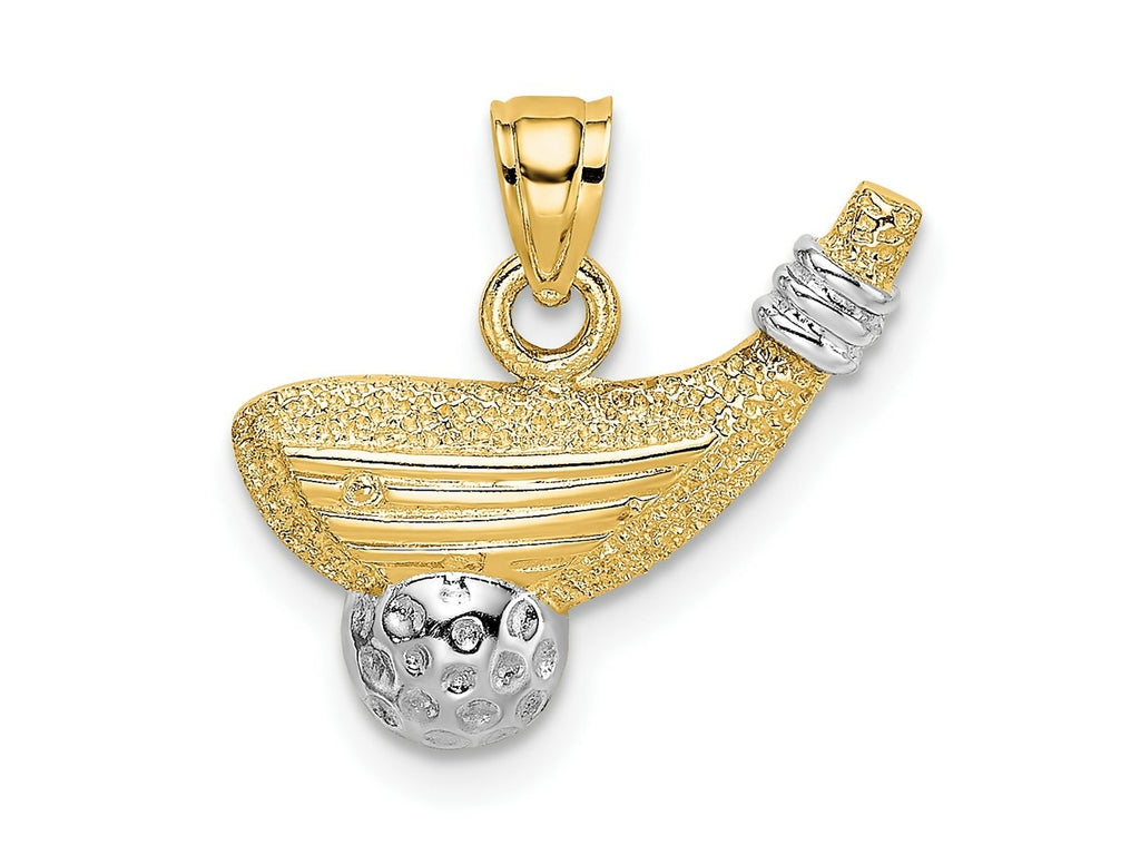 FJC Finejewelers 10 kt Yellow Gold Rhodium Golf Club and Ball Charm 16 x 7 mm
