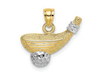 FJC Finejewelers 10 kt Yellow Gold Rhodium Golf Club and Ball Charm 16 x 7 mm
