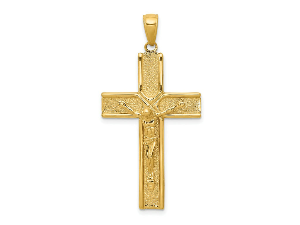 FJC Finejewelers 10 kt Yellow Gold Satin Finish Crucifix Charm 44 x 21 mm
