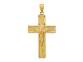 FJC Finejewelers 10 kt Yellow Gold Satin Finish Crucifix Charm 44 x 21 mm