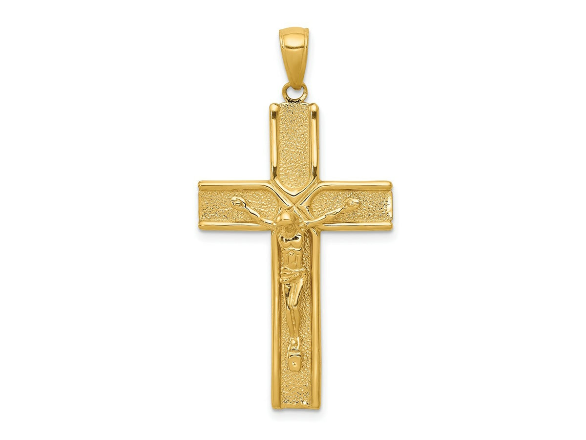 FJC Finejewelers 10 kt Yellow Gold Satin Finish Crucifix Charm 44 x 21 mm