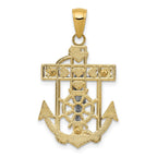 FJC Finejewelers 10 kt Two Tone Gold Two-tone Mariner's Crucifix Charm 33 x 18 mm