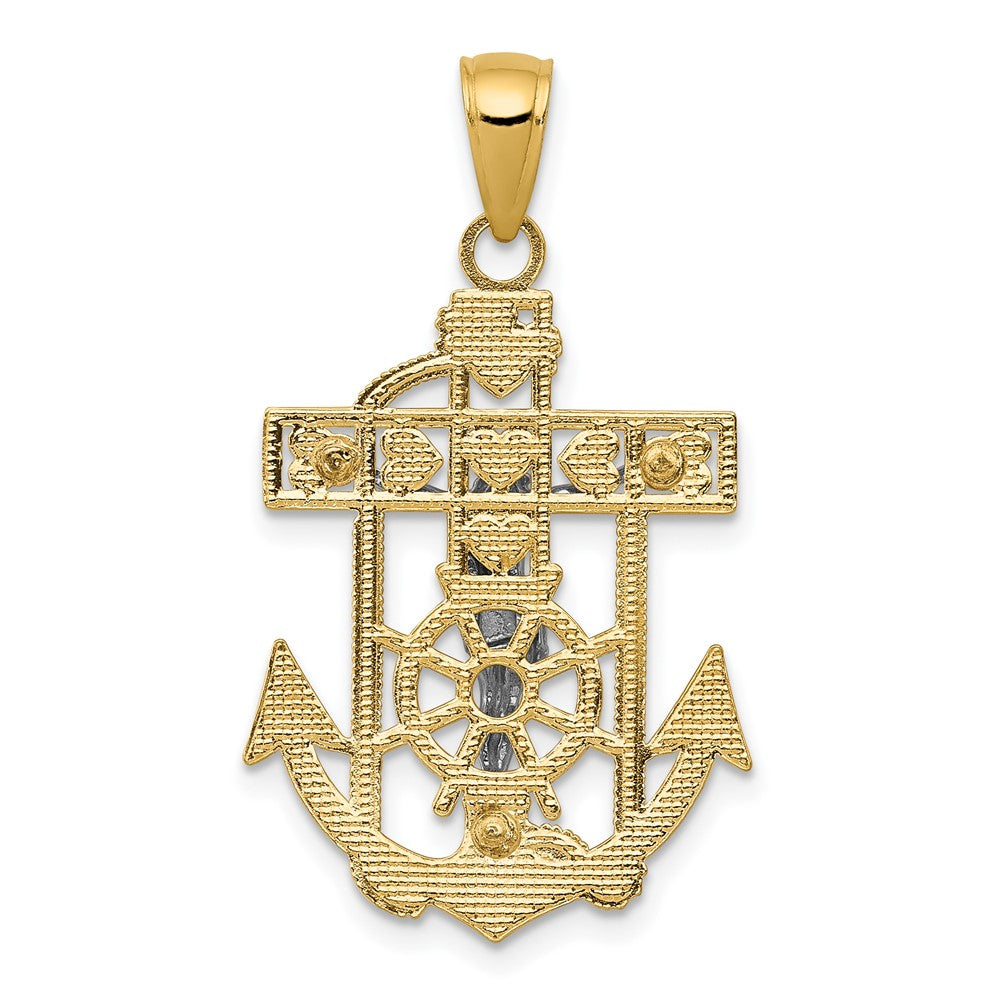 FJC Finejewelers 10 kt Two Tone Gold Two-tone Mariner's Crucifix Charm 33 x 18 mm