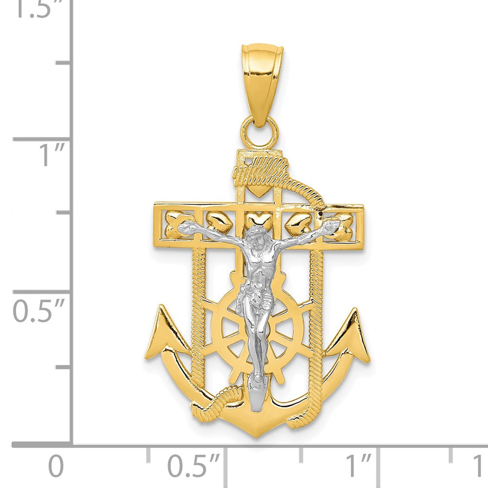 FJC Finejewelers 10 kt Two Tone Gold Two-tone Mariner's Crucifix Charm 33 x 18 mm