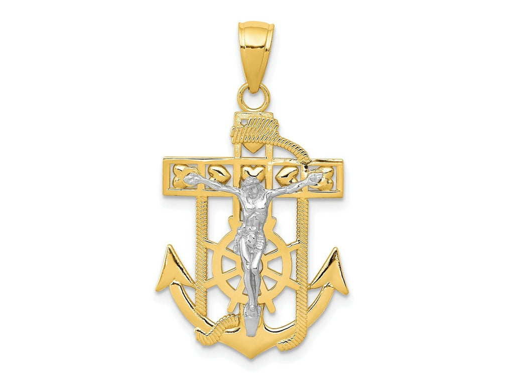FJC Finejewelers 10 kt Two Tone Gold Two-tone Mariner's Crucifix Charm 33 x 18 mm
