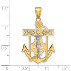 FJC Finejewelers 10 kt Two Tone Gold Two-tone Mariner's Crucifix Charm 39 x 22 mm