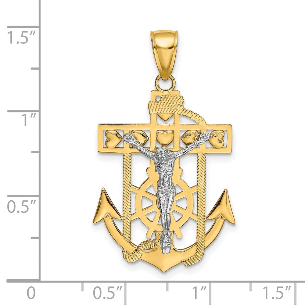 FJC Finejewelers 10 kt Two Tone Gold Two-tone Mariner's Crucifix Charm 39 x 22 mm