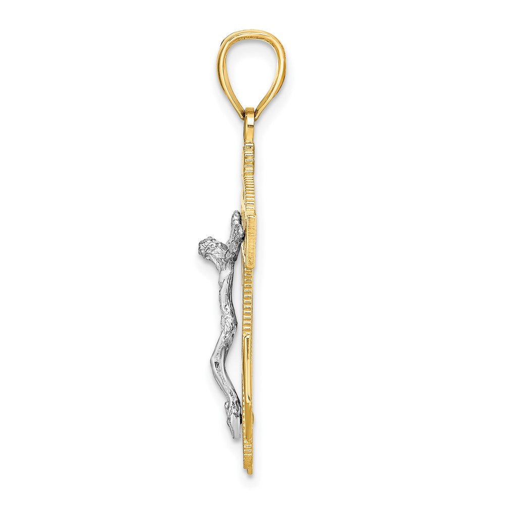 FJC Finejewelers 10 kt Two Tone Gold Two-tone Mariner's Crucifix Charm 39 x 22 mm