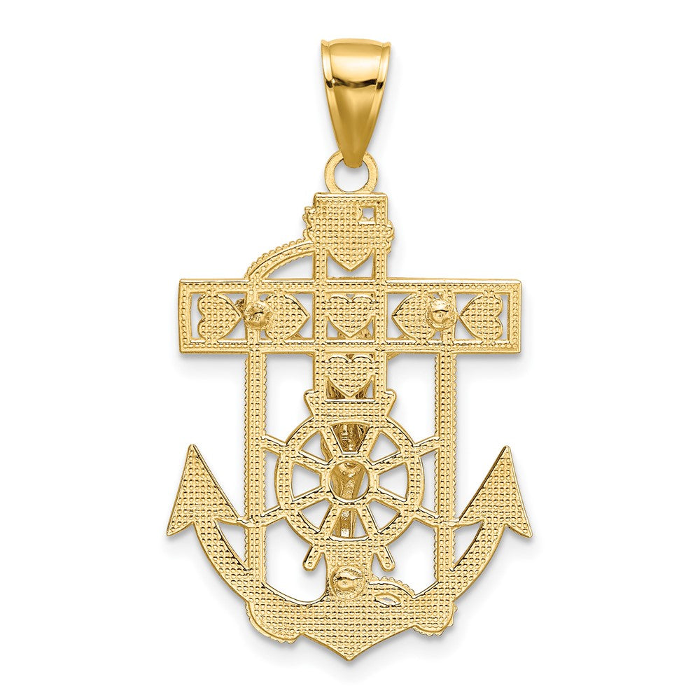 FJC Finejewelers 10 kt Two Tone Gold Two-tone Mariner's Crucifix Charm 39 x 22 mm