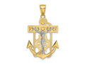 FJC Finejewelers 10 kt Two Tone Gold Two-tone Mariner's Crucifix Charm 39 x 22 mm