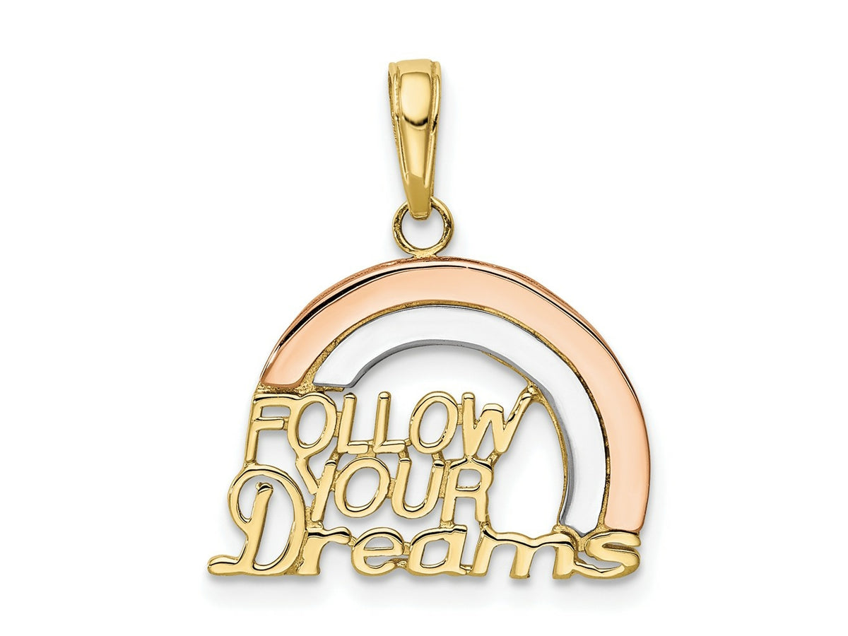 FJC Finejewelers 10 kt Two Tone Gold (Rhodium) Themed  Follow Your Dreams Rainbow Charm 20 mm x 18 mm
