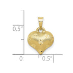 FJC Finejewelers 10 kt Yellow Gold Polished and Satin Bright Cut 3-D Puffed Heart Charm 16 x 11 mm