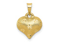 FJC Finejewelers 10 kt Yellow Gold Polished and Satin Bright Cut 3-D Puffed Heart Charm 16 x 11 mm