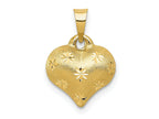 FJC Finejewelers 10 kt Yellow Gold Polished and Satin Bright Cut 3-D Puffed Heart Charm 16 x 11 mm