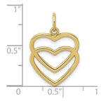 FJC Finejewelers 10 kt Yellow Gold Polished Double Heart Charm 22 x 15 mm