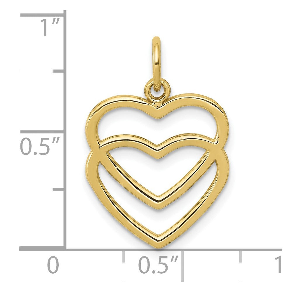 FJC Finejewelers 10 kt Yellow Gold Polished Double Heart Charm 22 x 15 mm