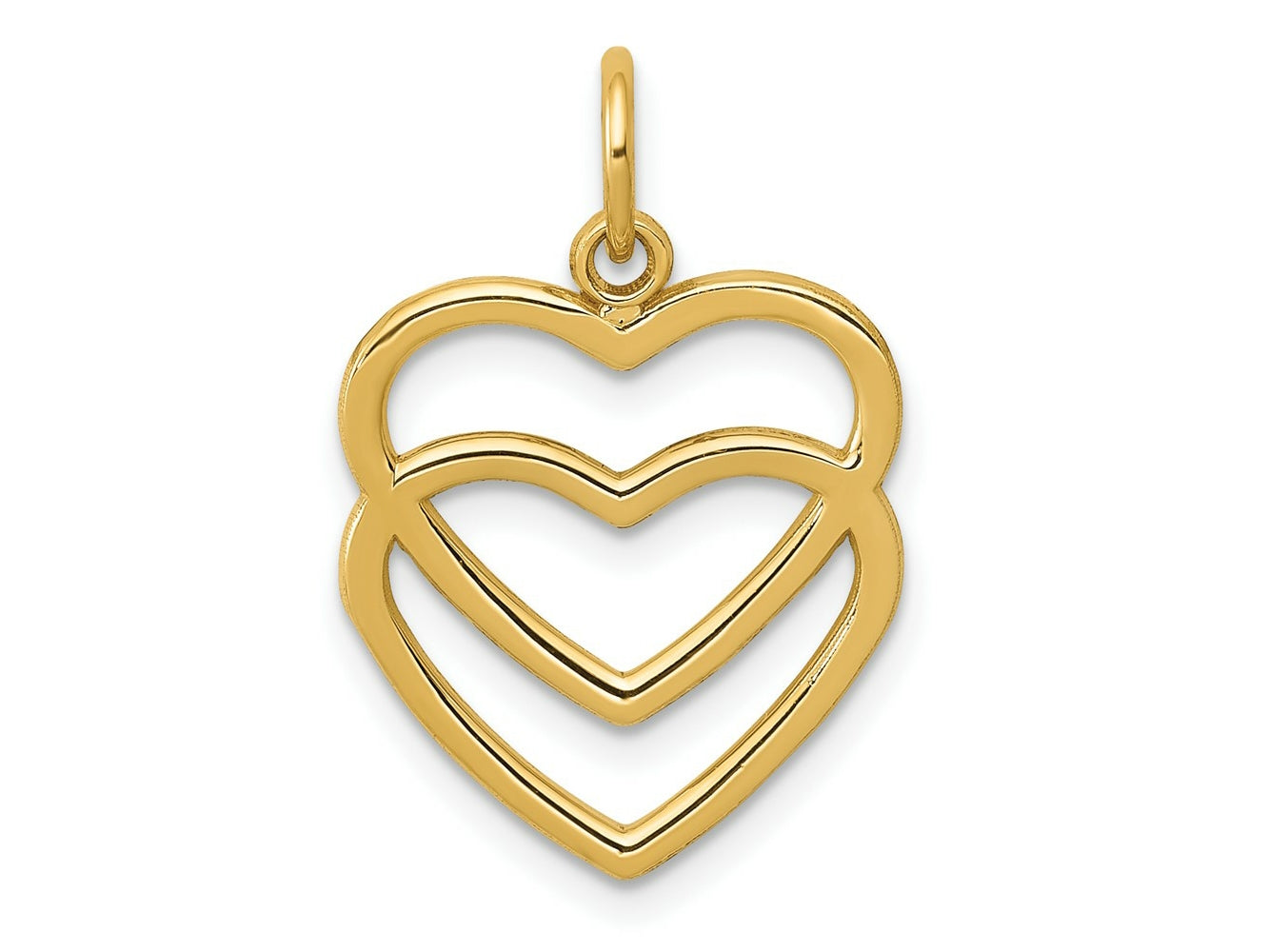FJC Finejewelers 10 kt Yellow Gold Polished Double Heart Charm 22 x 15 mm