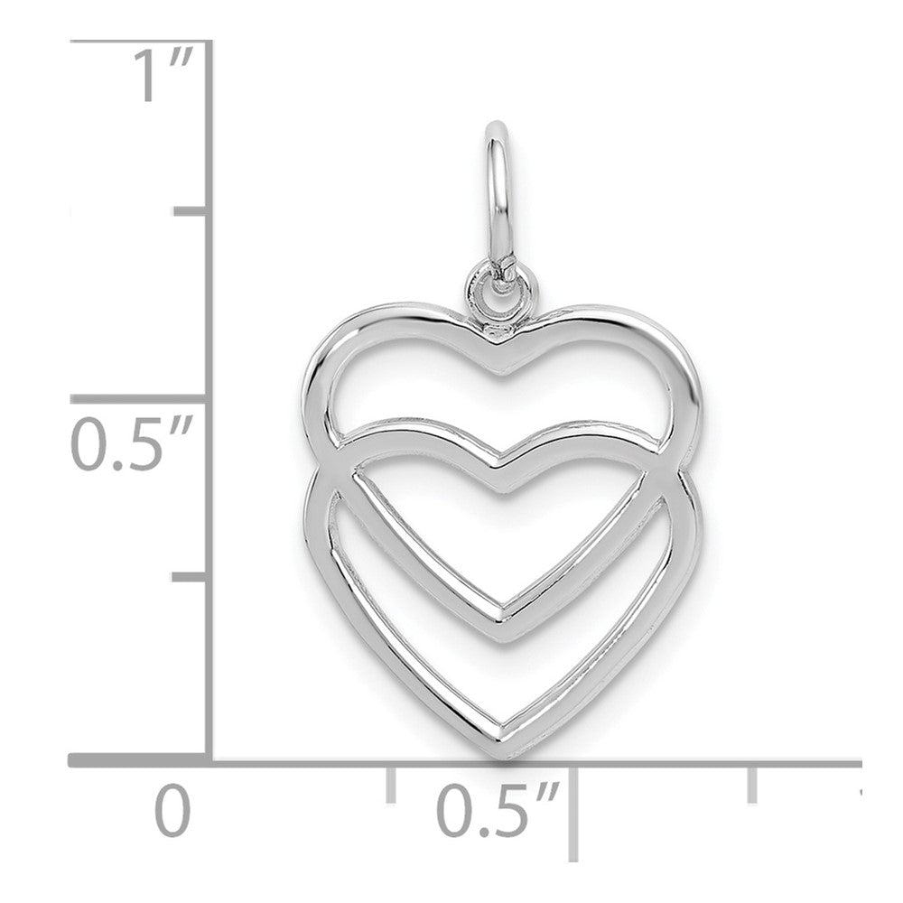 FJC Finejewelers 10 kt White Gold Double Heart Charm 22 x 15 mm