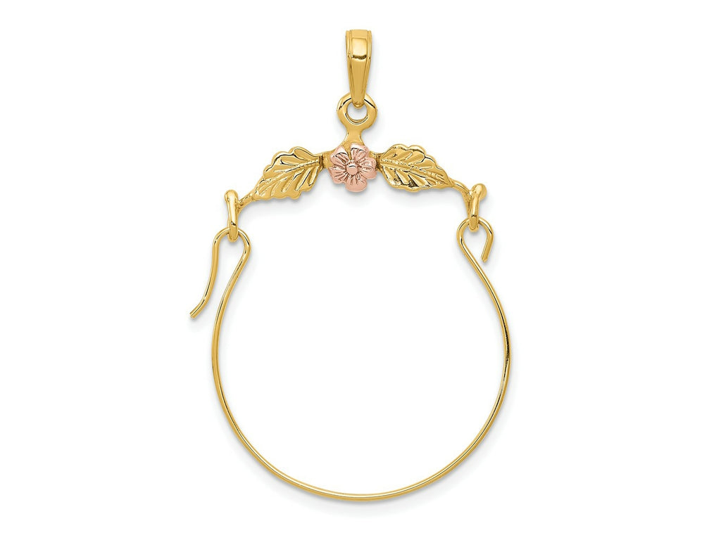 FJC Finejewelers 10 kt Two Tone Gold Two-tone Leaves with Flower Charm Holder 35 x 27 mm