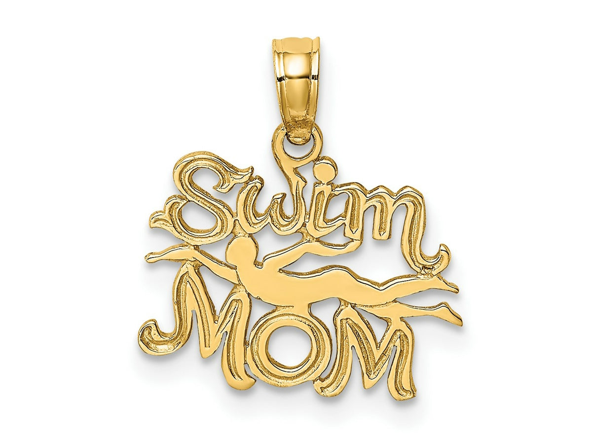 FJC Finejewelers 10 kt Yellow Gold SWIM MOM with Swimmer Charm 11 x 15 mm