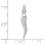 FJC Finejewelers 10 kt White Gold Themed Medium 3D Italian Horn Charm