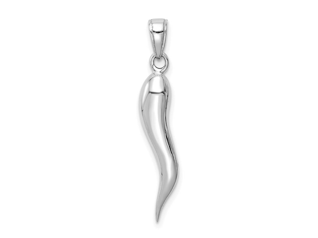 FJC Finejewelers 10 kt White Gold Themed Large 3D Italian Horn Charm