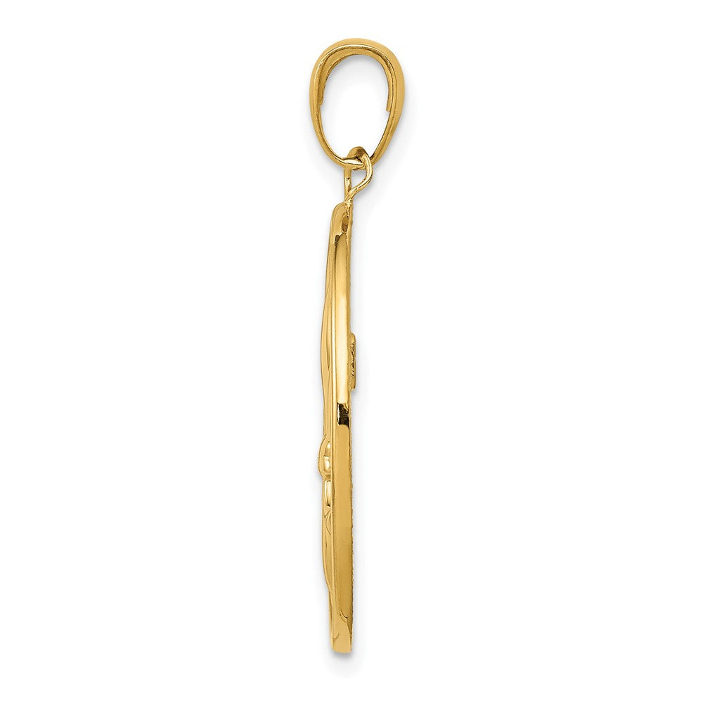FJC Finejewelers 10 kt Yellow Gold Fleur-De-Lis on Oval Disk Charm 30 x 20 mm