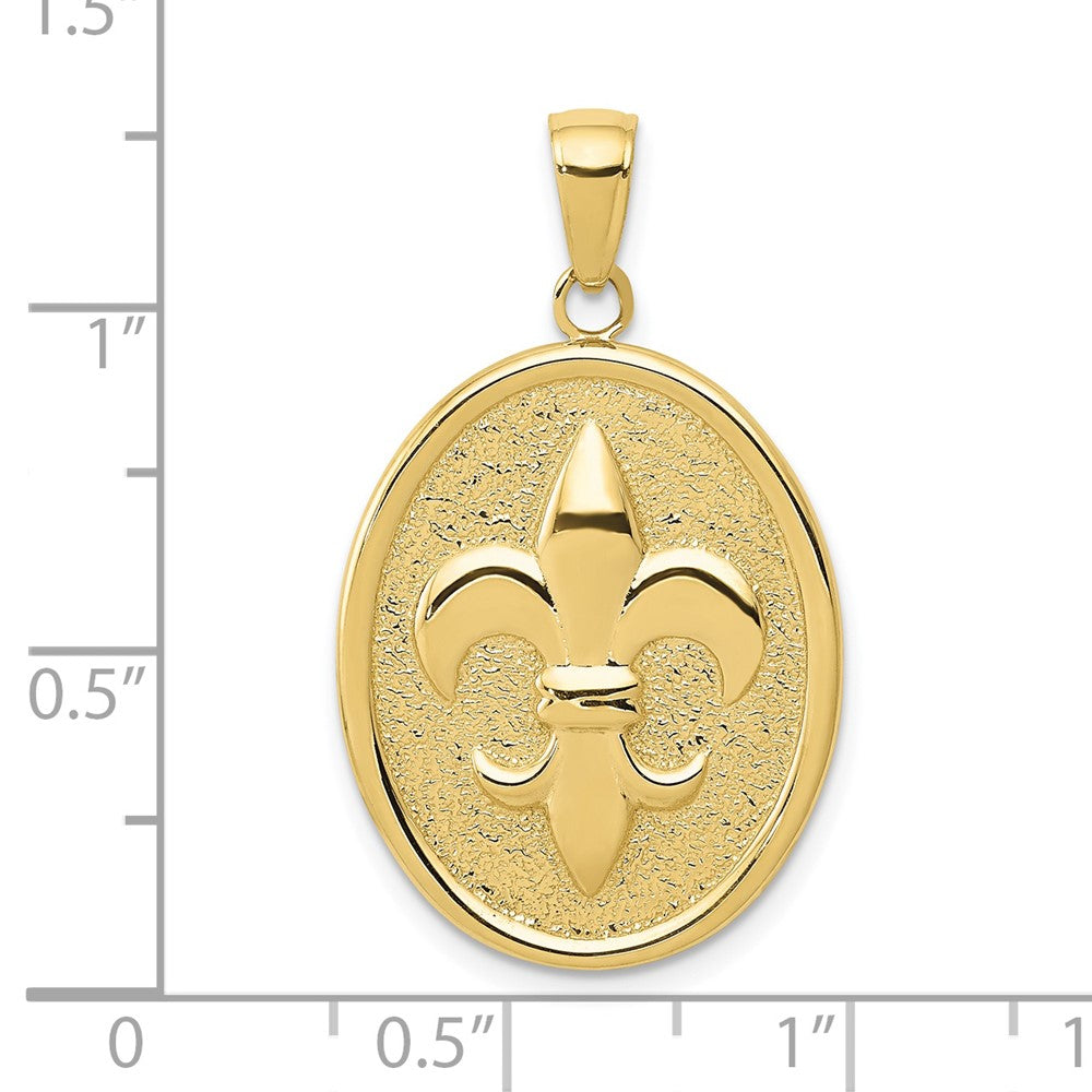 FJC Finejewelers 10 kt Yellow Gold Fleur-De-Lis on Oval Disk Charm 30 x 20 mm