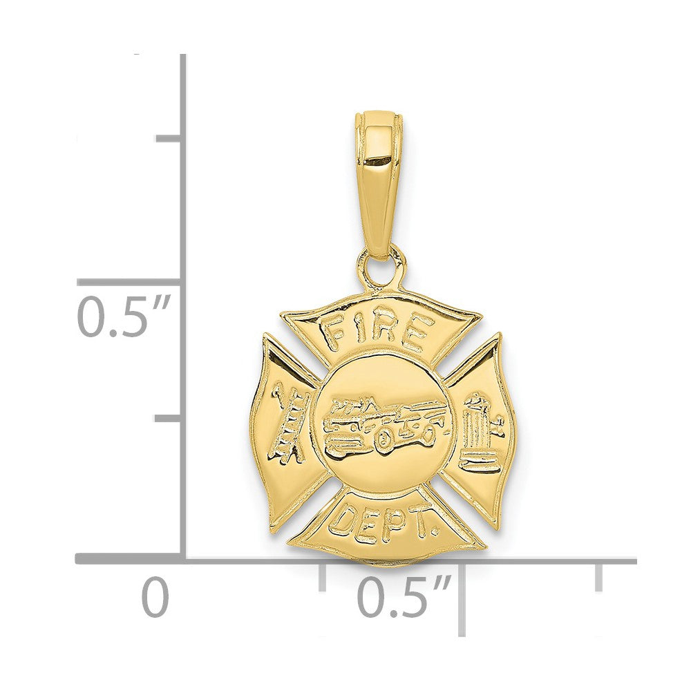 FJC Finejewelers 10 kt Yellow Gold Fire Dept Shield Charm 19 x 13 mm