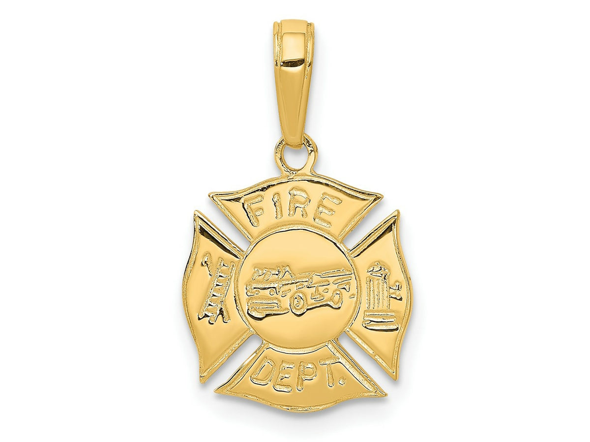 FJC Finejewelers 10 kt Yellow Gold Fire Dept Shield Charm 19 x 13 mm