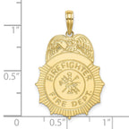 FJC Finejewelers 10 kt Yellow Gold FIREFIGHTER FIRE DEPT. Badge Charm 24 x 19 mm