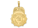 FJC Finejewelers 10 kt Yellow Gold FIREFIGHTER FIRE DEPT. Badge Charm 24 x 19 mm