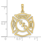 FJC Finejewelers 10 kt Yellow Gold VFD Member Shield Charm 20 x 20 mm