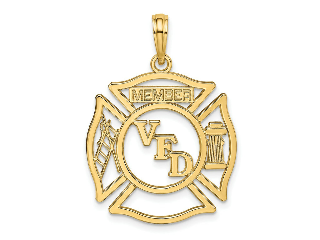 FJC Finejewelers 10 kt Yellow Gold VFD Member Shield Charm 20 x 20 mm