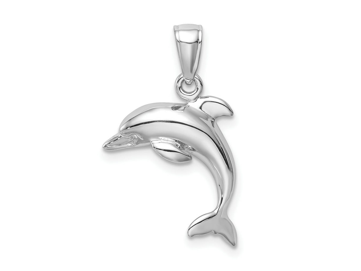 FJC Finejewelers 10 kt White Gold Themed Jumping Dolphin Charm 16.2 mm x 19.1 mm