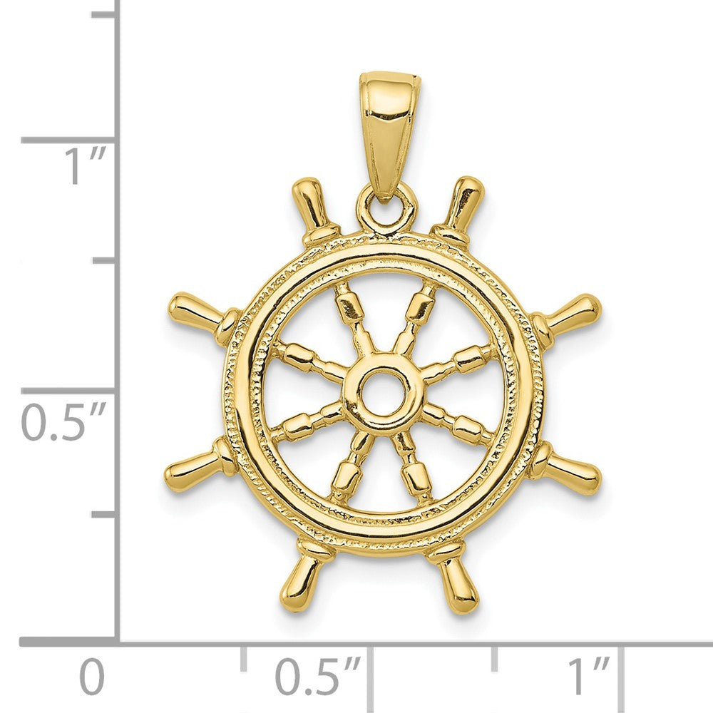FJC Finejewelers 10 kt Yellow Gold 3D Ships Wheel Charm 27 x 22 mm