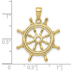 FJC Finejewelers 10 kt Yellow Gold 3D Ships Wheel Charm 27 x 22 mm