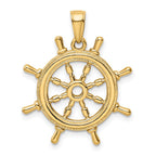 FJC Finejewelers 10 kt Yellow Gold 3D Ships Wheel Charm 27 x 22 mm
