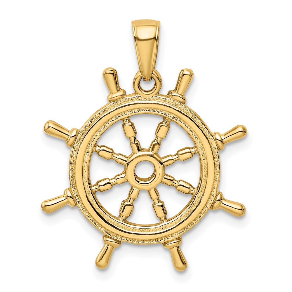 FJC Finejewelers 10 kt Yellow Gold 3D Ships Wheel Charm 27 x 22 mm