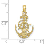 FJC Finejewelers 10 kt Yellow Gold Small Anchor with Wheel Charm 24 x 8 mm
