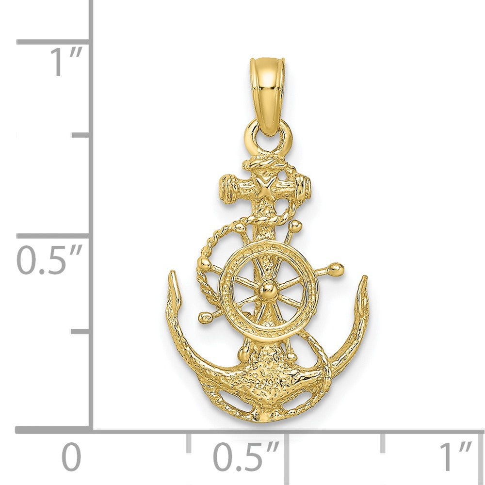 FJC Finejewelers 10 kt Yellow Gold Small Anchor with Wheel Charm 24 x 8 mm