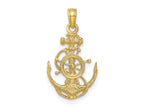FJC Finejewelers 10 kt Yellow Gold Small Anchor with Wheel Charm 24 x 8 mm