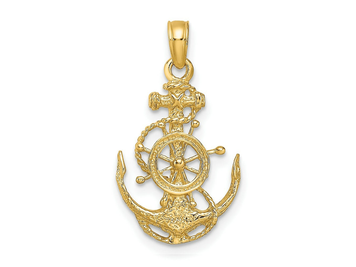FJC Finejewelers 10 kt Yellow Gold Small Anchor with Wheel Charm 24 x 8 mm