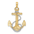FJC Finejewelers 10 kt Yellow Gold YG W/ Rhodium Anchor with Rope Charm 32 x 20 mm