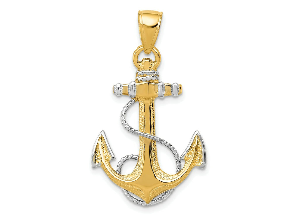 FJC Finejewelers 10 kt Yellow Gold YG W/ Rhodium Anchor with Rope Charm 32 x 20 mm