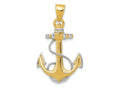 FJC Finejewelers 10 kt Yellow Gold YG W/ Rhodium Anchor with Rope Charm 32 x 20 mm