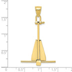 FJC Finejewelers 10 kt Yellow Gold 3D Moveable Anchor Charm 43 x 27 mm