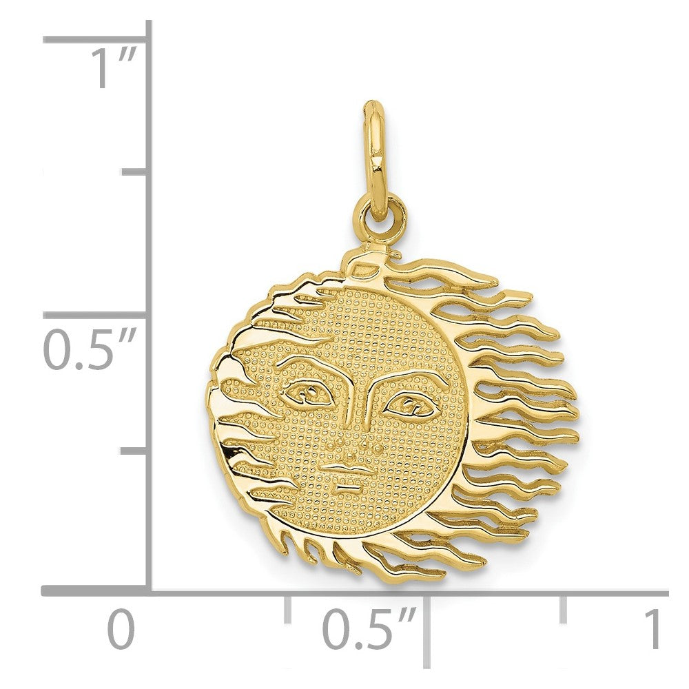 FJC Finejewelers 10 kt Yellow Gold Flaming Sun Charm 22 x 17 mm