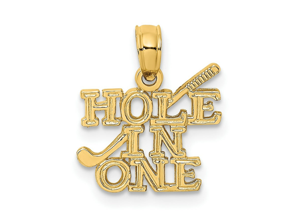 FJC Finejewelers 10 kt Yellow Gold HOLE IN ONE with Golf Club Charm 11 x 12 mm